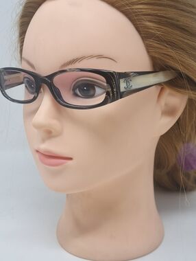 CHANEL Women's Glasses Frames Rectangle Brown Horn Cream 3119-H Italy 50-16-135